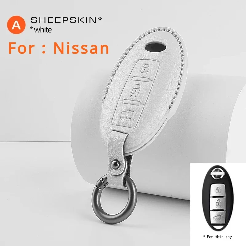 

Sheepskin Car Key Fob Case Cover Holder For Nissan Smart Remote Auto Key Car Accessories with Keychians Full Protection