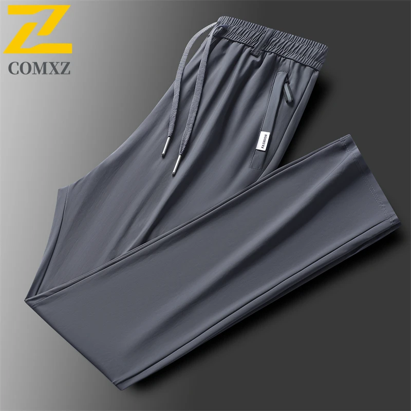 Ice Silk Men Casual Pants Lightweight Comfortable Breathable Fashionable Versatile Sports Pants Fitness Running Drawstring Pants