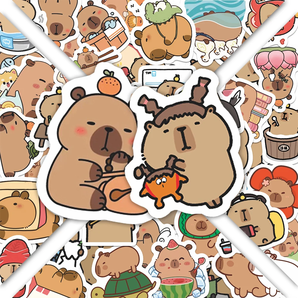 

10/30/55pcs Funny Cartoon Capybara Stickers Pack Cute Animal Decals Toys DIY Phone Skateboard Luggage Car Vinyl Kid Sticker Gift