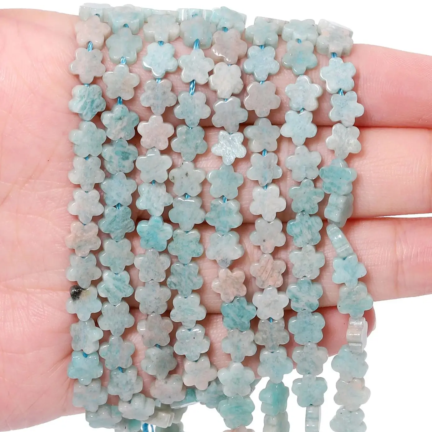 

30pcs/lot 6mm Flower Natural Stone Amazonite Loose Beads For DIY Charms Bracelet Necklace Jewelry Making Accessories Supplies