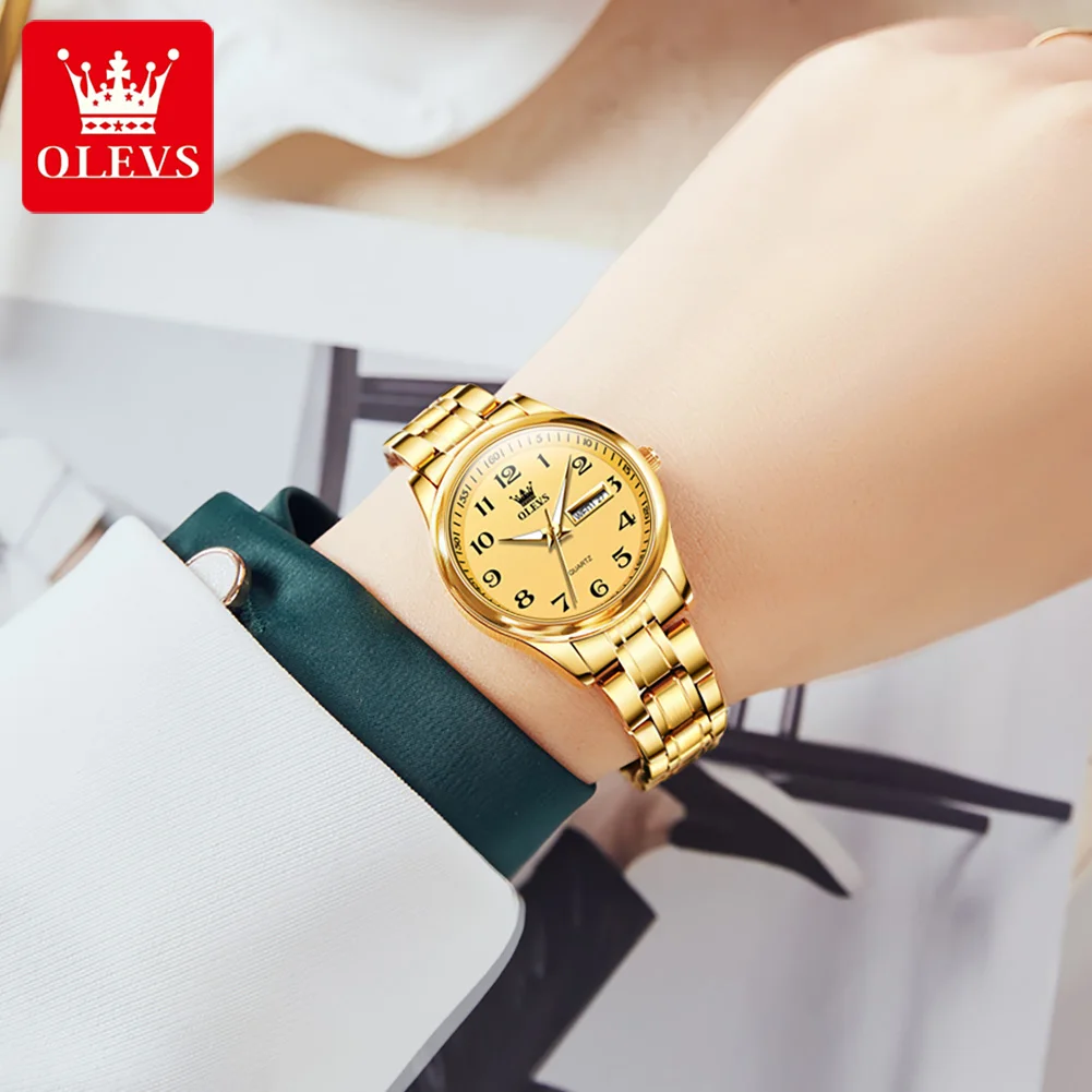 Orologio da donna di marca OLEVS, orologio al quarzo, calendario settimanale, impermeabile 5567