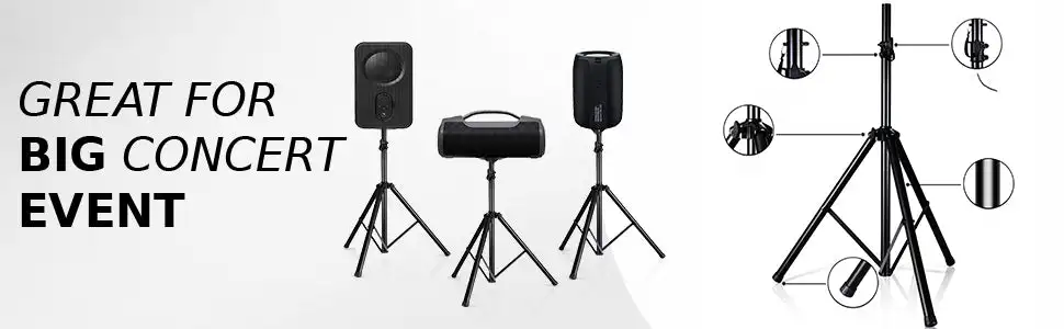 5Core Speaker Stand Tripod 2Pcs Tall Adjustable 72 Inch DJ Studio Monitor Stands Pole Mount