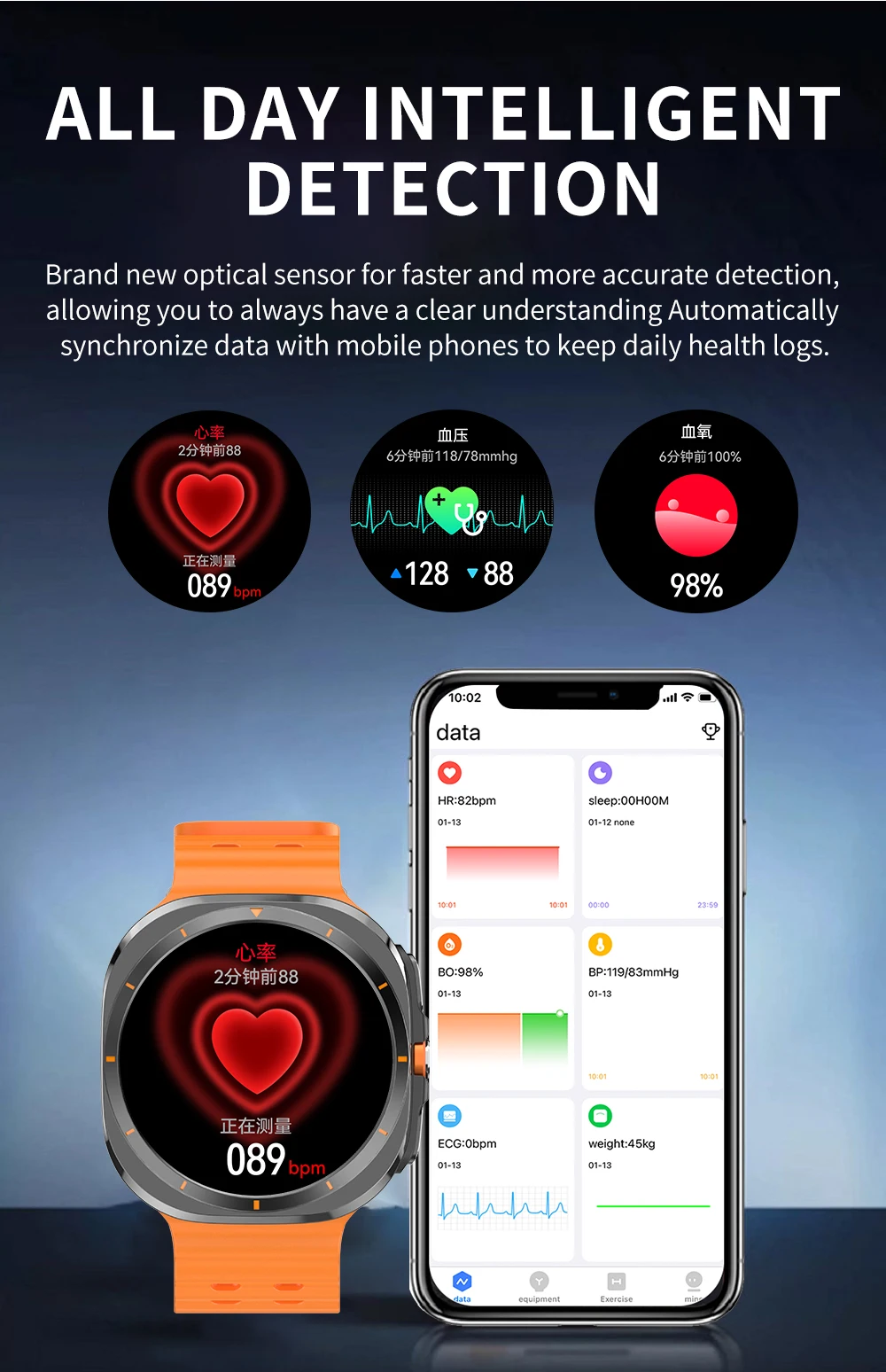 Sistem Komunikasi Global BW7 Sistem Android dan IOS Kesehatan pemantauan detak jantung tiga loop, dinamis/statis