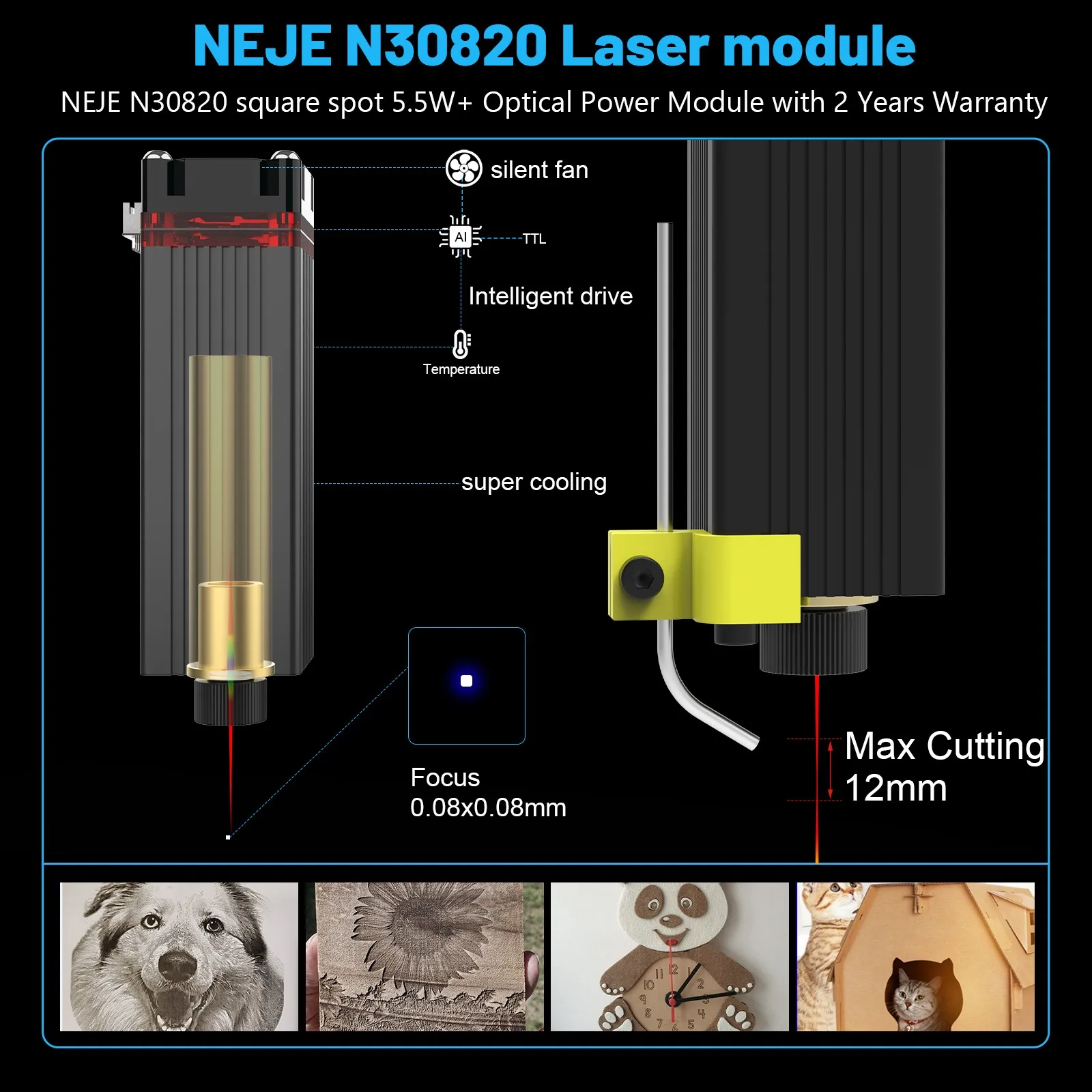 NEJE N30820 Modulo laser da 40 W Kit di assistenza aerea TTL / PWM per macchina per taglio/incisione laser CNC