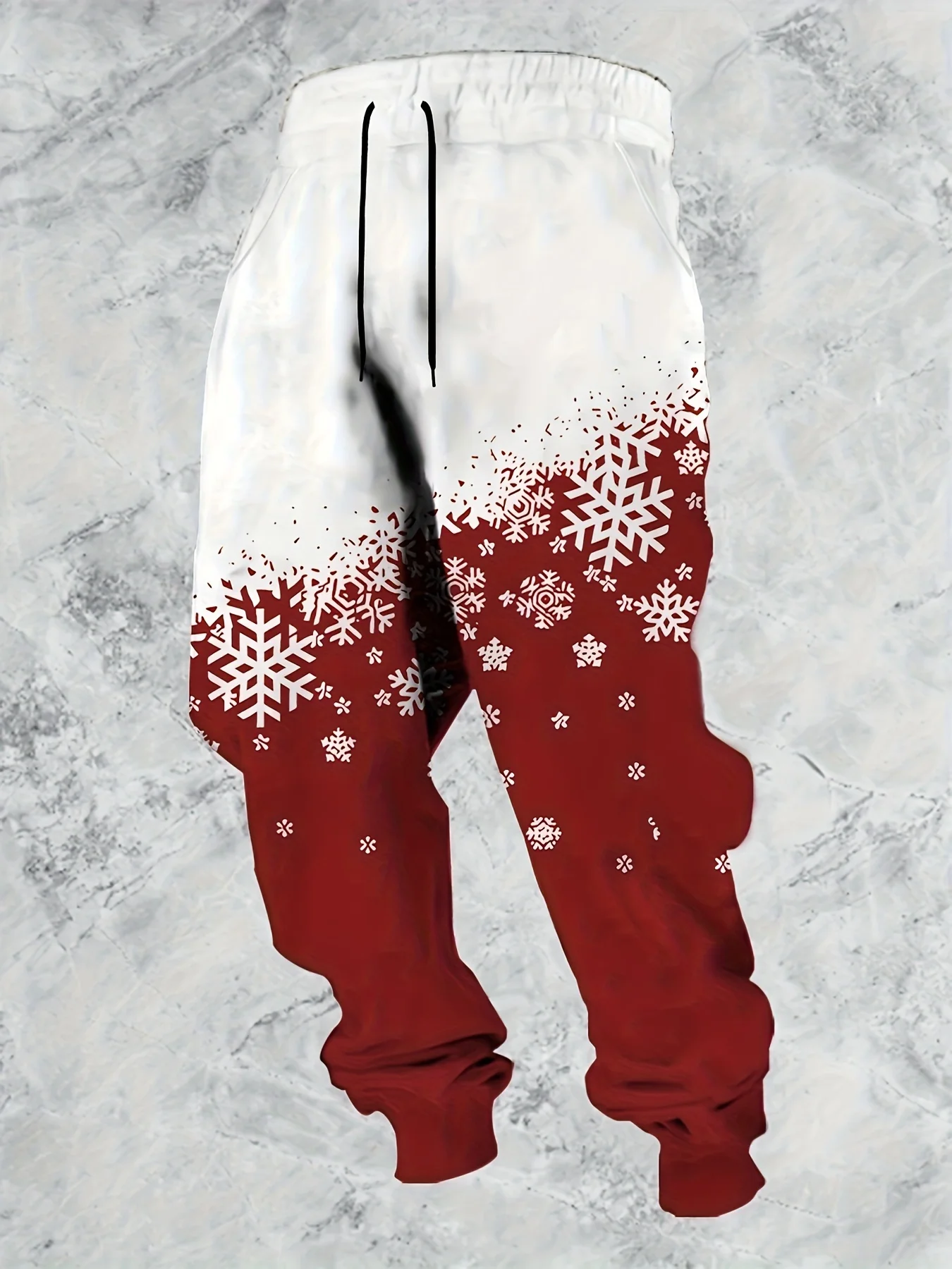 

2025 Men's Autumn New Gradient Snowflake Print Soft and Comfortable Drawstring Pants Outdoor Party Festival Clothing
