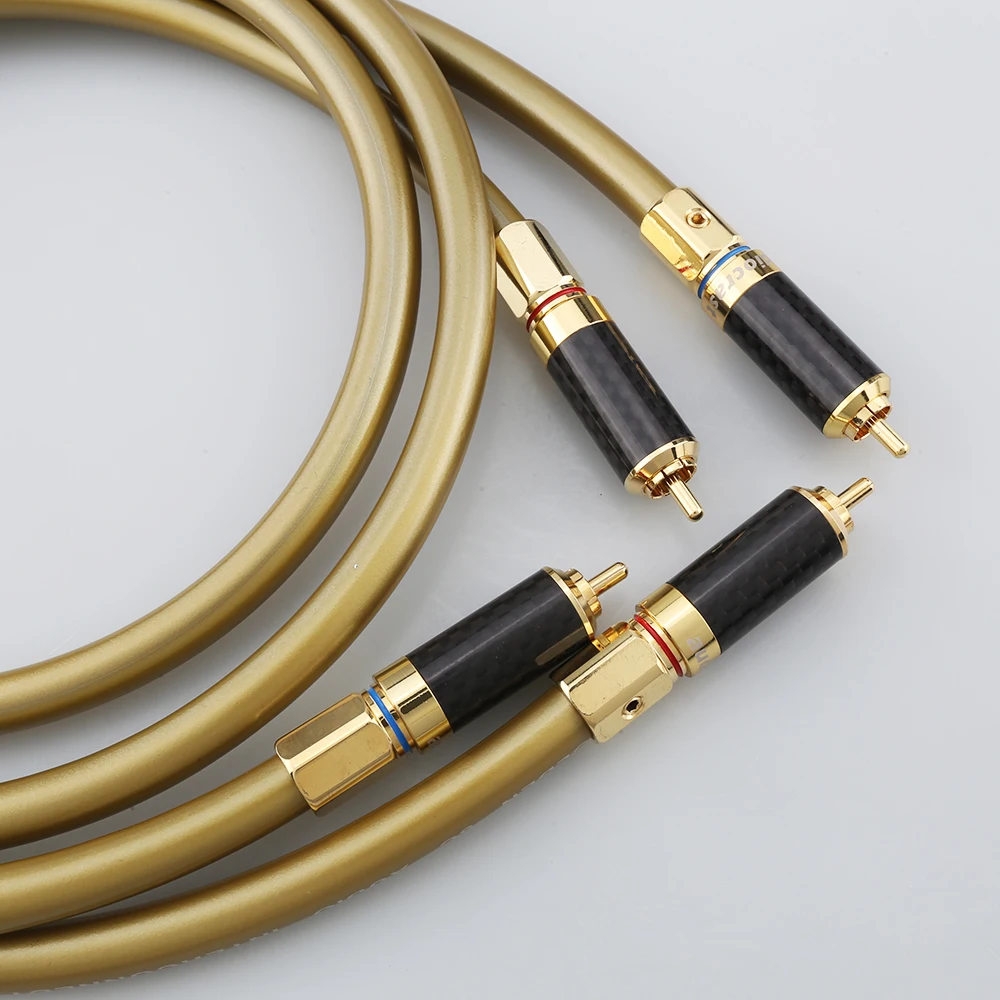 DIYLIVE 1 Paar Hochreines OFC-Kern RCA-Audiokabel 2RCA-Stecker mit Reinkupfer Vergoldeter Stecker für Verstärker - Meterware – Detail 1