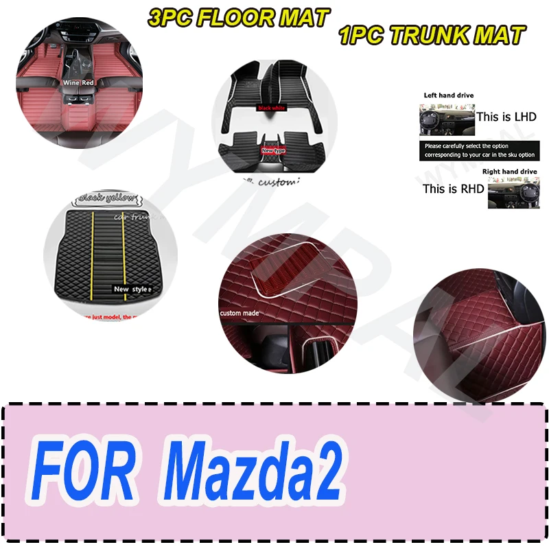 

LUXURY Car Floor Mats For Mazda2 Mazda 2 Demio Toyota Yaris R DJ DL 2015~2022