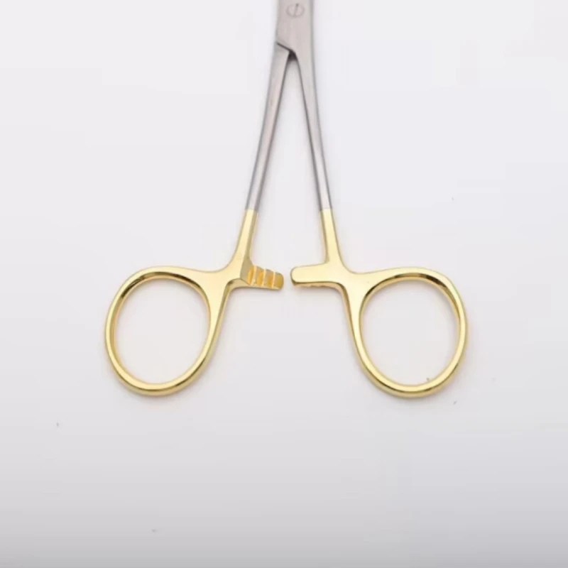 Dental Multifunctional Needle Holder with Scissor Stainless Steel Suture Needle Clamp Forceps Gold Handle 12/14cm Dentist Tool