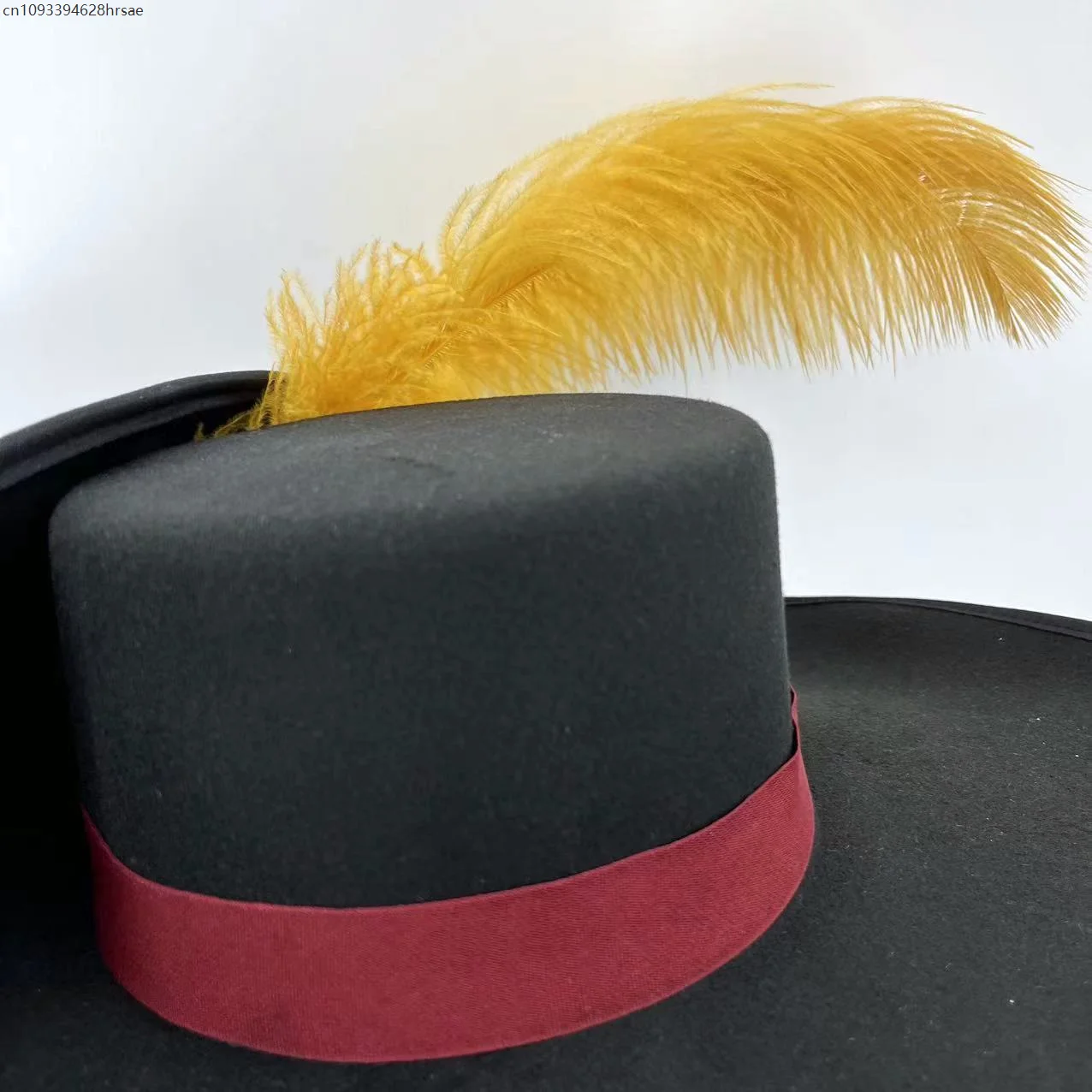 Hut im spanischen Musketier-Stil, Cosplay-Wollmütze, schwarz, spanische kaiserliche Infanterie, Herren, mittelalterlich, 56 cm bis 58 cm, Kopfgröße für Weihnachtsgeschenk