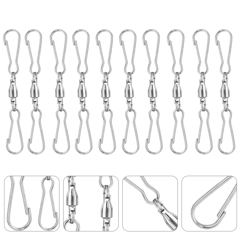 10 Pcs Wind Spinner Hangers Hanging Clips Hook Chime Dual Swivel Hooks Spiral 360° Rotatable