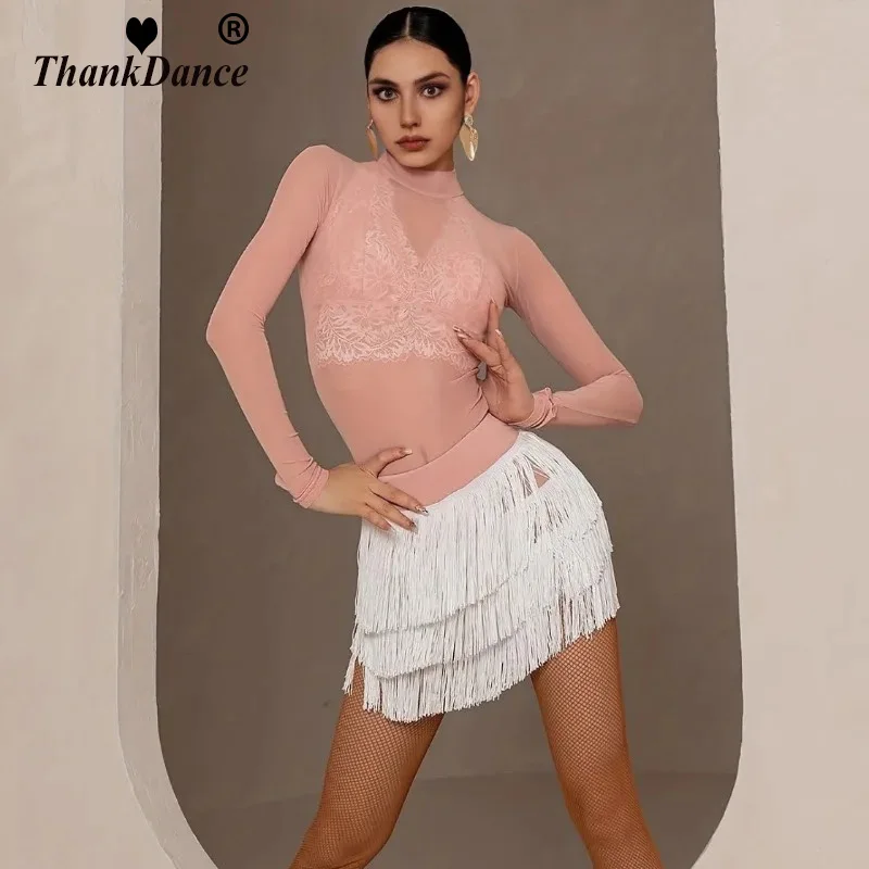 ラテンダンススカート女性ショートスカート大人のタッセルドレス練習ステージ衣装パフォーマンス三層スカートチャチャダンスウェア