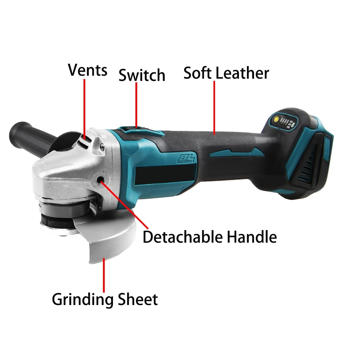 Compatible Makita 18V Battery 125mm Brushless Cordless Impact Angle Grinder DIY Power Tools Electric Polishing Grinding Machine