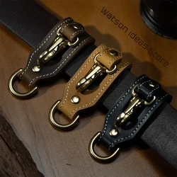 Handmade Genuine Leather Handcraft Car Cowhide Key Chain Vintage Men Male Waist Belt Loop Hook Buckle Keychain Gift For Father