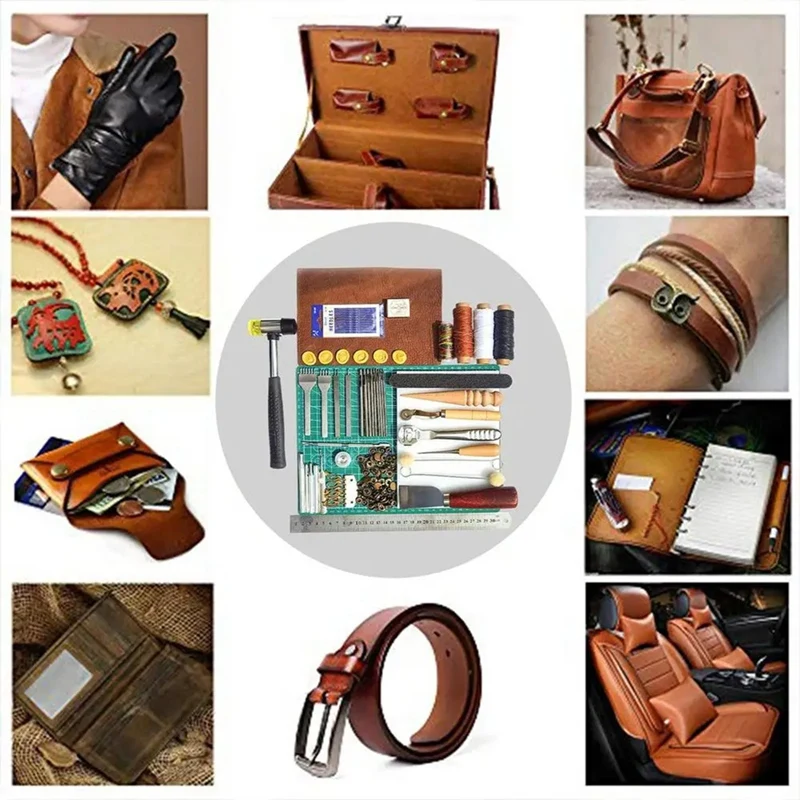 AT02-Leather Working Tools Manual Leather Crafting Tool Leatherworking Tool Set Versatile Leather Punch Tool Leather Making