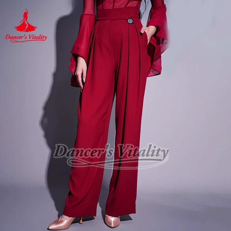 Adult Ballroom Sticking Style of Trouser Head Practice Clothes High-waisted Microhorn Social Dance Training Clothing Collocation