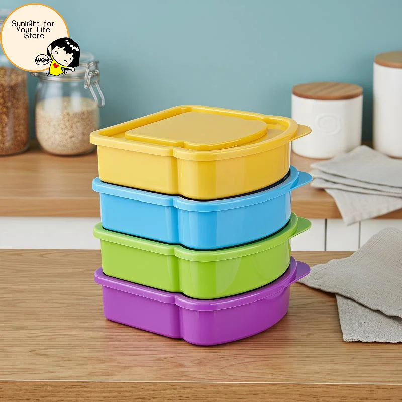 HOT!Toast Sandwich Lunch Boxes Reusable Snacks Container Food Storage Box For Kids School Office Work Travel And Outdoor Picnics