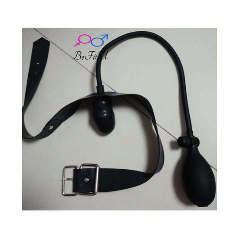 Latex Gags Mouth Hood Mask Accessories Inflatable no Tube Plug with Belt
