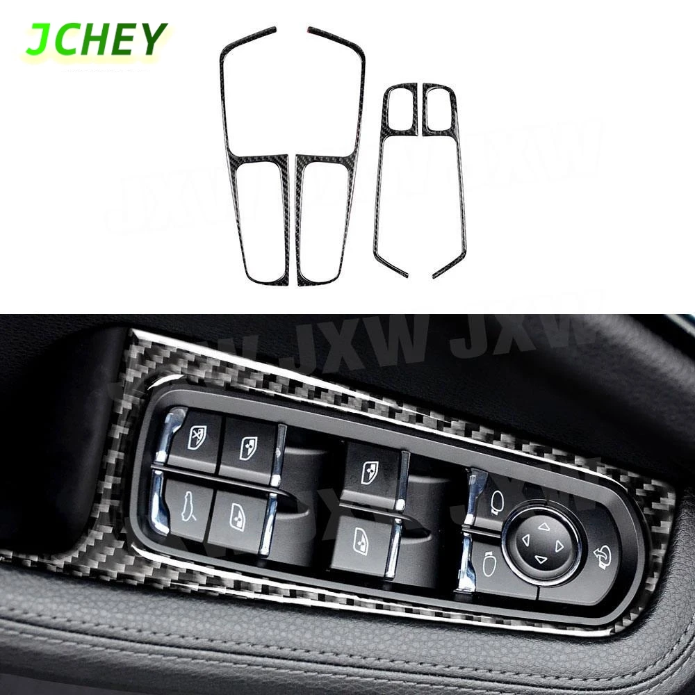 

JCHEY 4 шт. углеродное волокно, кнопка переключения подъема окна двери автомобиля, накладка на рамку, наклейка, наклейки для Porsche Macan 2015-2018