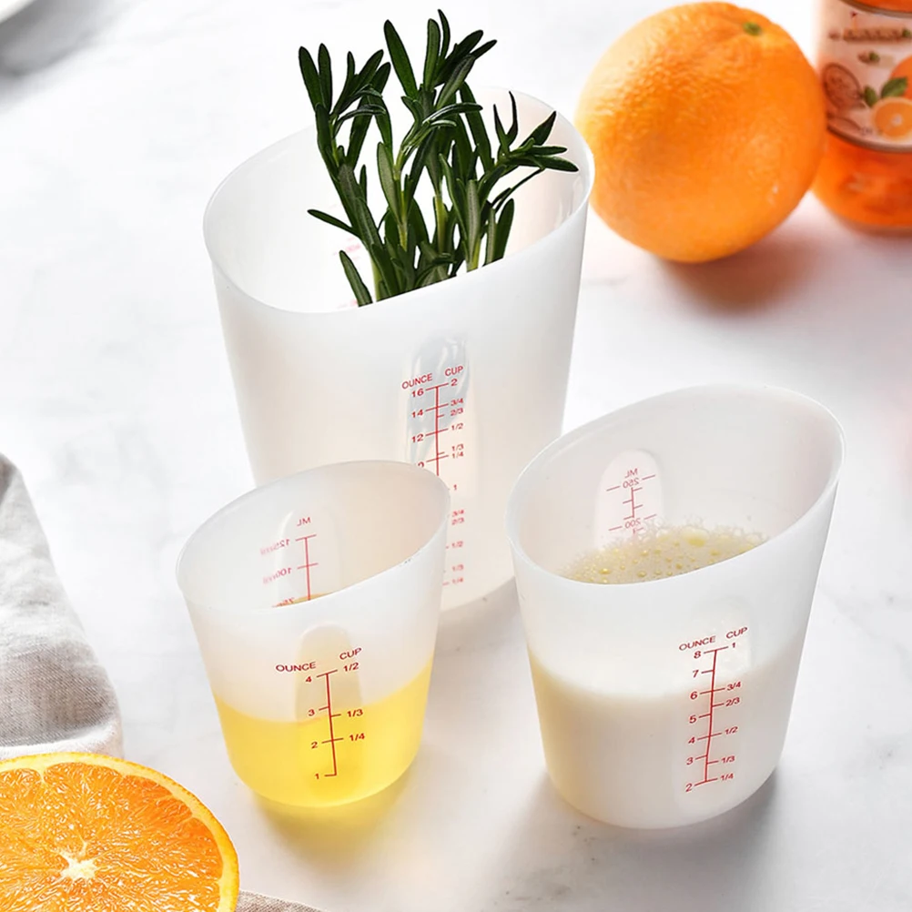 

3pcs Silicone Measuring Cups Graduated Milk Chocolate Melting Beaker Dipping Spoons Epoxy Resin Mixing Practical Kitchen Baking