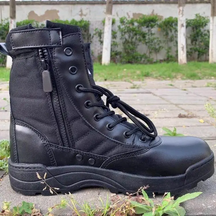 Durable Army Hiking Cheap Black Leather Boots