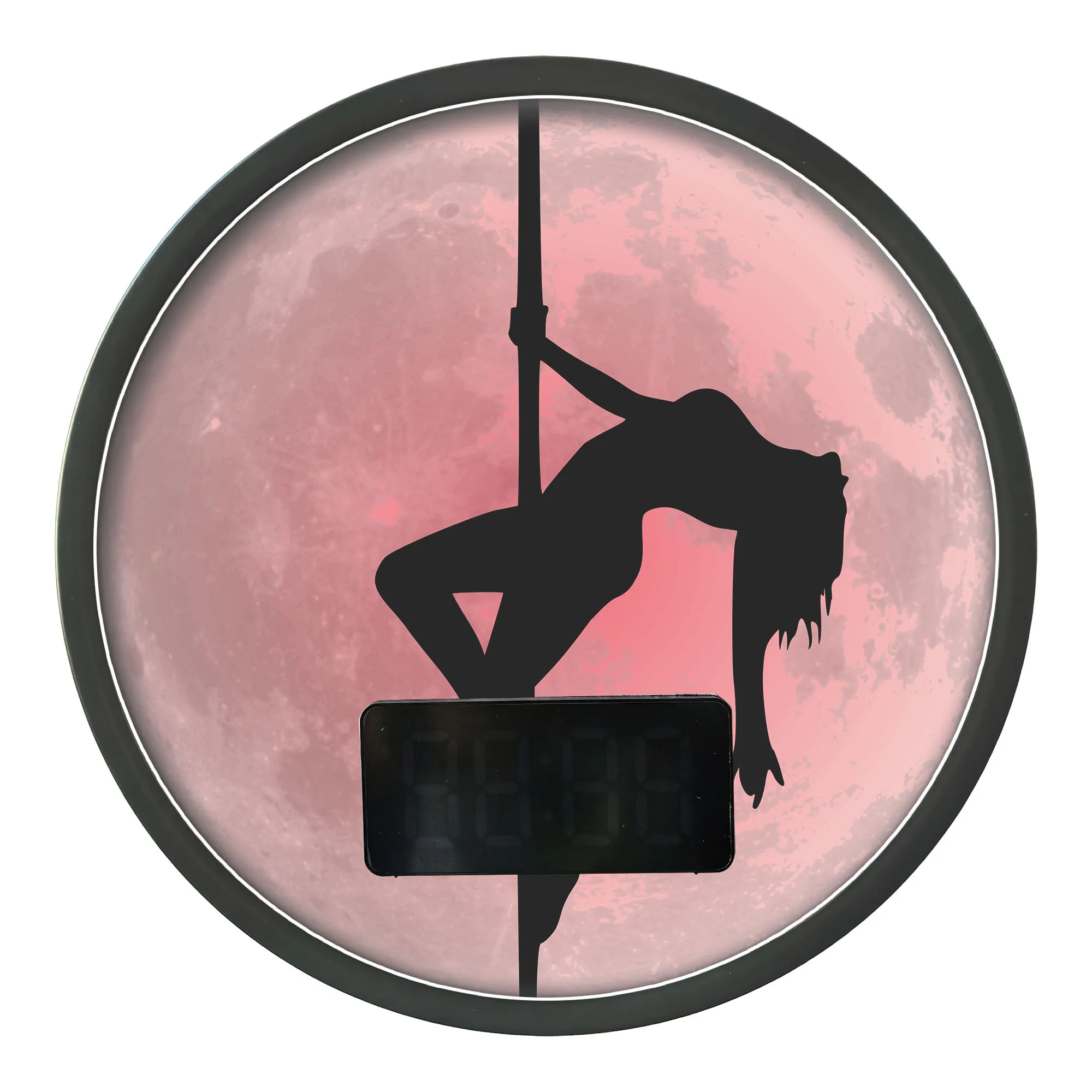 Pole Dancer Full Moon LED Digital Wall Clock for Girl Room Dance Studio Moon Dancer Dancing Night Silhouette Light Up Wall Clock