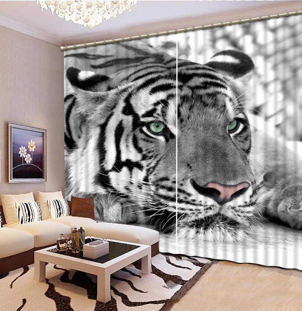 Waterproof Bathroom Curtain With Hooks big tiger curtains Window Curtains for Living Room Bedroom Decor