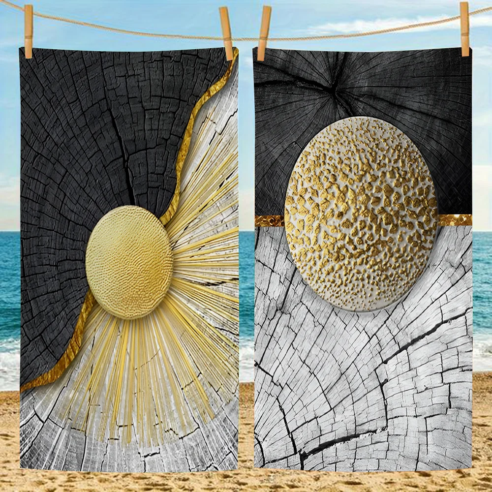 Wood Texture Marble Picture Abstract Gold Anime Beach Towels Shower Towel Sauna Travel Microfiber Dry Gym Accessories Room Decor