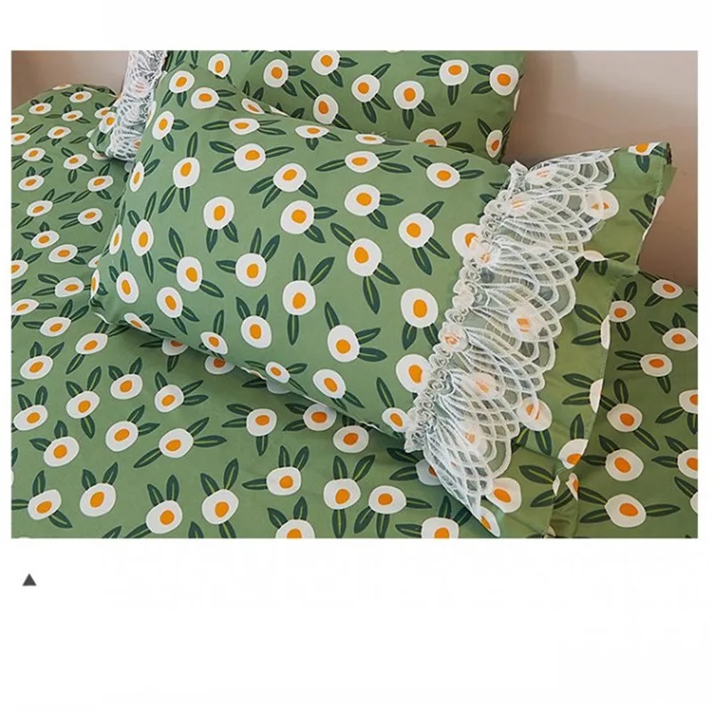 Skirt Style Bed Cover Breathable Bedspread Bed150/180/200 Bed Skirt Print Bed Linen with Elastic Band (Pillowcase Need Order)