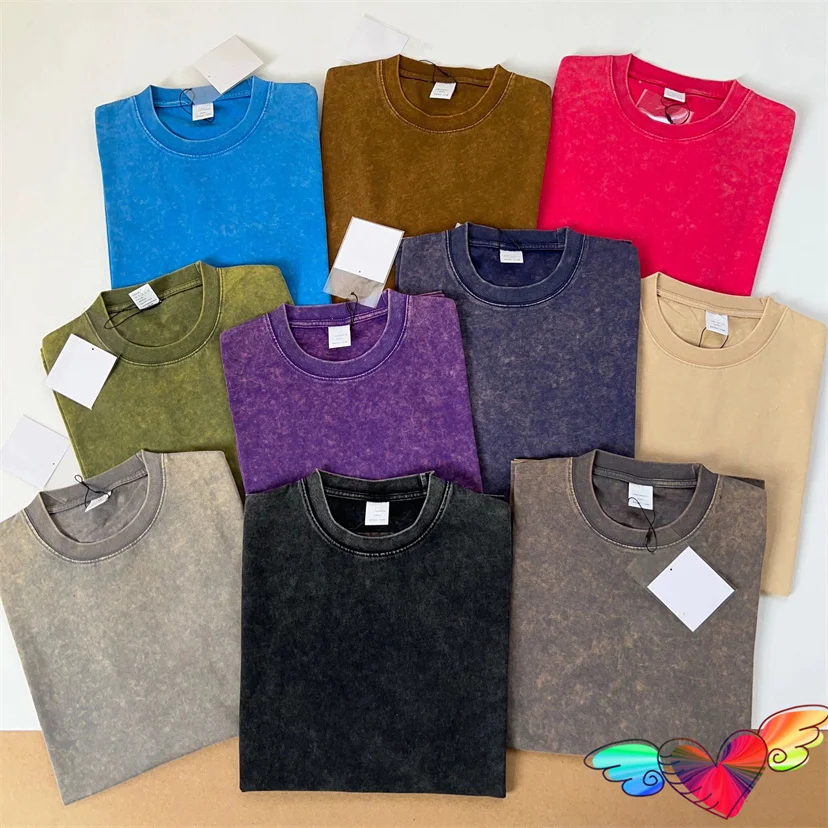 

Мужская/Женская Винтажная футболка из плотной ткани, 10 цветов