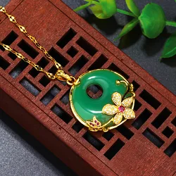 Natural Jade Flower Pendant Necklace Talismans Amulet Fashion Accessories Designer Charm Lucky Vintage Real Jewelry