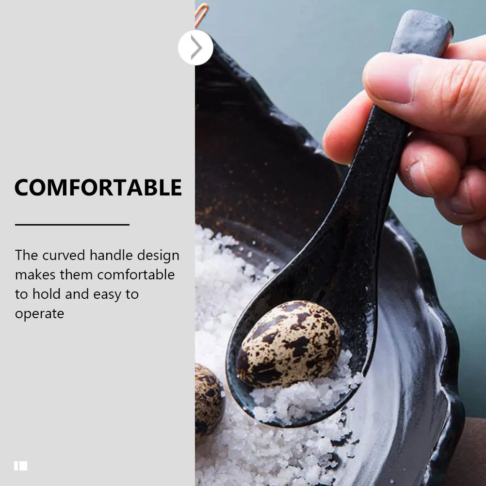 

5Pcs Ceramic Spoons Japanese Style Smooth Soup Spoons for Home Restaurant Kitchen Tableware Multipurpose Rice Spoon