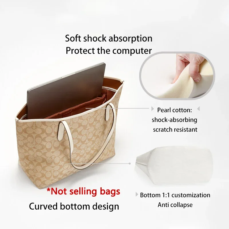 Purse Organizer Insert For Coach City33 Tote Bag Lightweight Dupont Paper Tote Bag Organizer Storage Dividers With Key Chain New