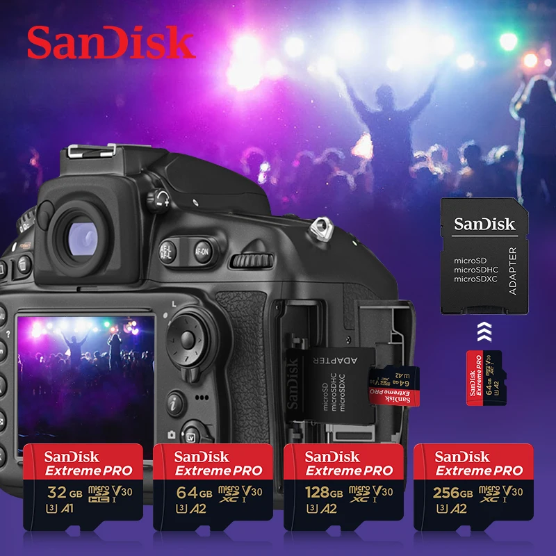 Imagem -03 - Sandisk-cartão de Memória Micro sd 64gb 128gb Classe 10 a2 u3 V30 tf Cartões Flash