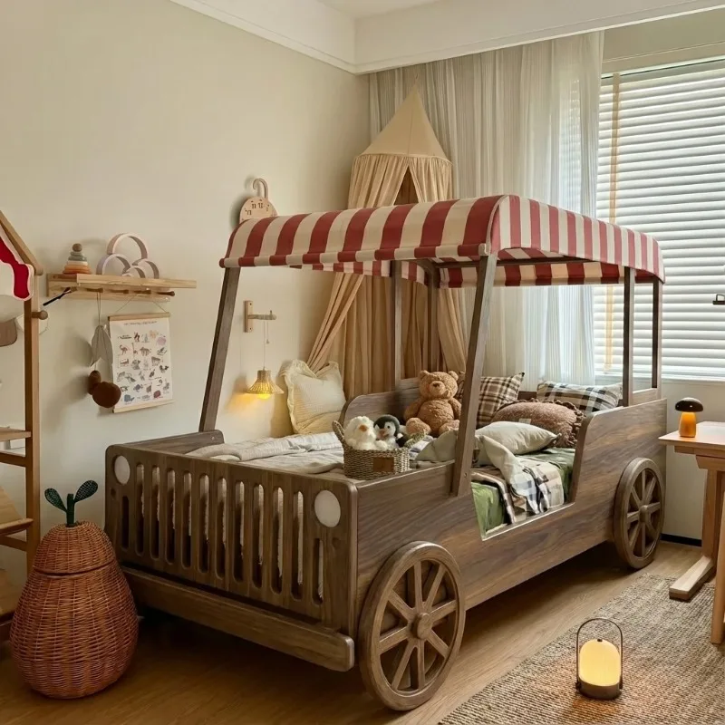 Car bed 1.5 meters boy with guardrail bedroom medium antique small apartment retro tent bed