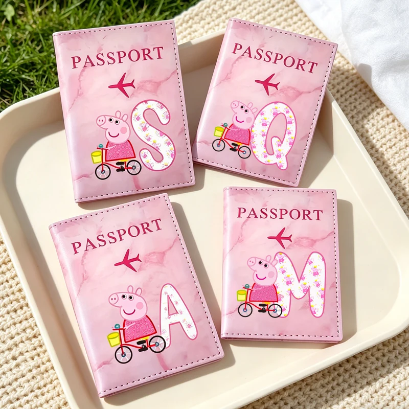 Estojo de Passaporte Fofo Peppa Pig para Mulheres, Porta-Passaporte de Viagem em PU, Porta-Cartões de Crédito, Bolsa de Moedas, Organizador de Bilhetes de Avião