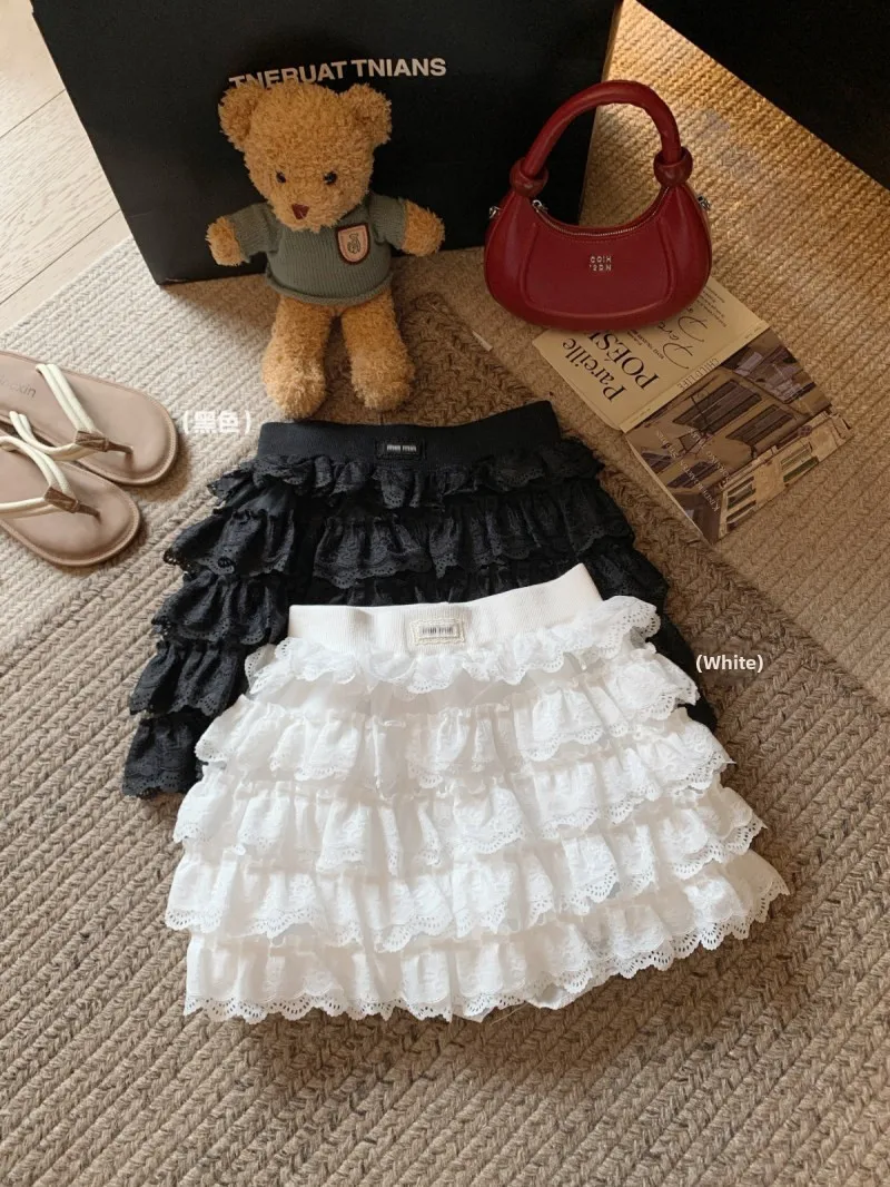 White Ballet Style Half Skirt Women's Anti-Light Short Skirt High Waist Cake Skirt Versatile Fluffy A-Line  Skirt
