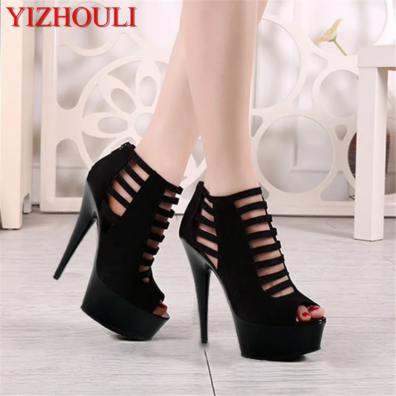 

Sexy suede Roman hollow-out temptation stage fashion dress shoes during 15 cm high heels dance shoes