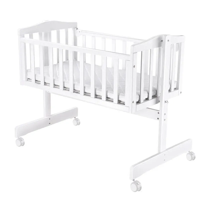 

Cross-border crib European-style solid wood baby rocking bed newborn white bed multifunctional