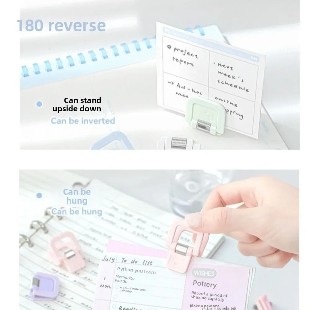 4PCS Gifts Candy Color Letter Paper Clip with Hook Can Stand Corner Clip Multifunctional Push Clips School Supplies