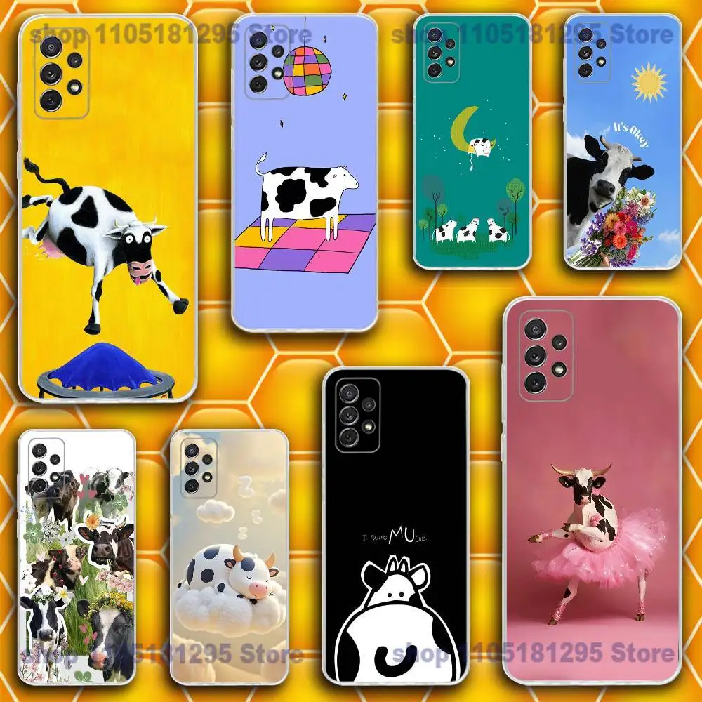 

Cute and funny cow Phone Case For Samsung S25,24,23,21,22,20 FE lite,S10,9,PIus Note20ultra Soft Transparent