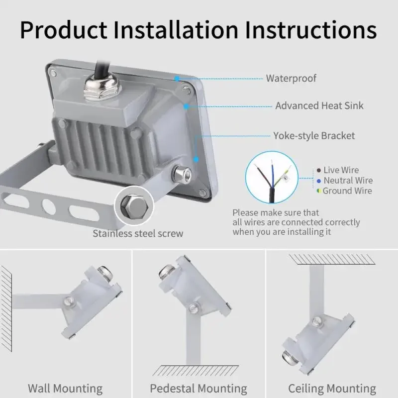 Lampada di inondazione impermeabile del punto principale impermeabile di illuminazione esterna del giardino della via del giardino del proiettore 10W/20W/30W 12V di dreombrgh 2020