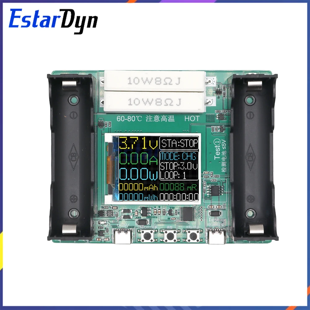 Type-C LCD 디스플레이 배터리 용량 테스터 MAh MWh 리튬 배터리 디지털 배터리 전력 감지기 모듈 18650 배터리 테스터