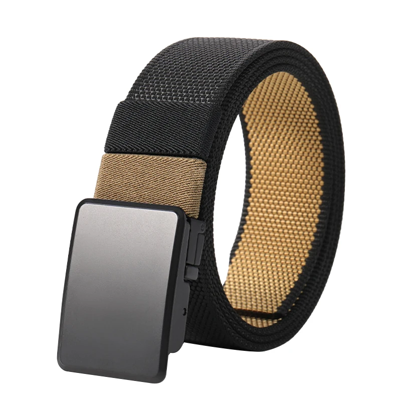 Hot Selling Rotating Buckle for Double-sided Use Unisex Belt Thicken Weaving Canvas Men Belt Casual Simple Men Jeans Belt