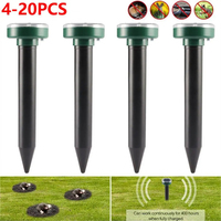 20Pcs Mole Repeller Solar Powered Ultrasonic Animal Repellent Snake Vole Gopher Rodent Deterrent For Outdoor Garden Pest Control