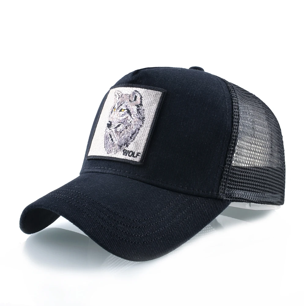 Fashion Baseball Cap With Embroidery Wolf Patch Snapback Hip Hop Trucker Caps Men Women Outdoor Breathable Visor Hat