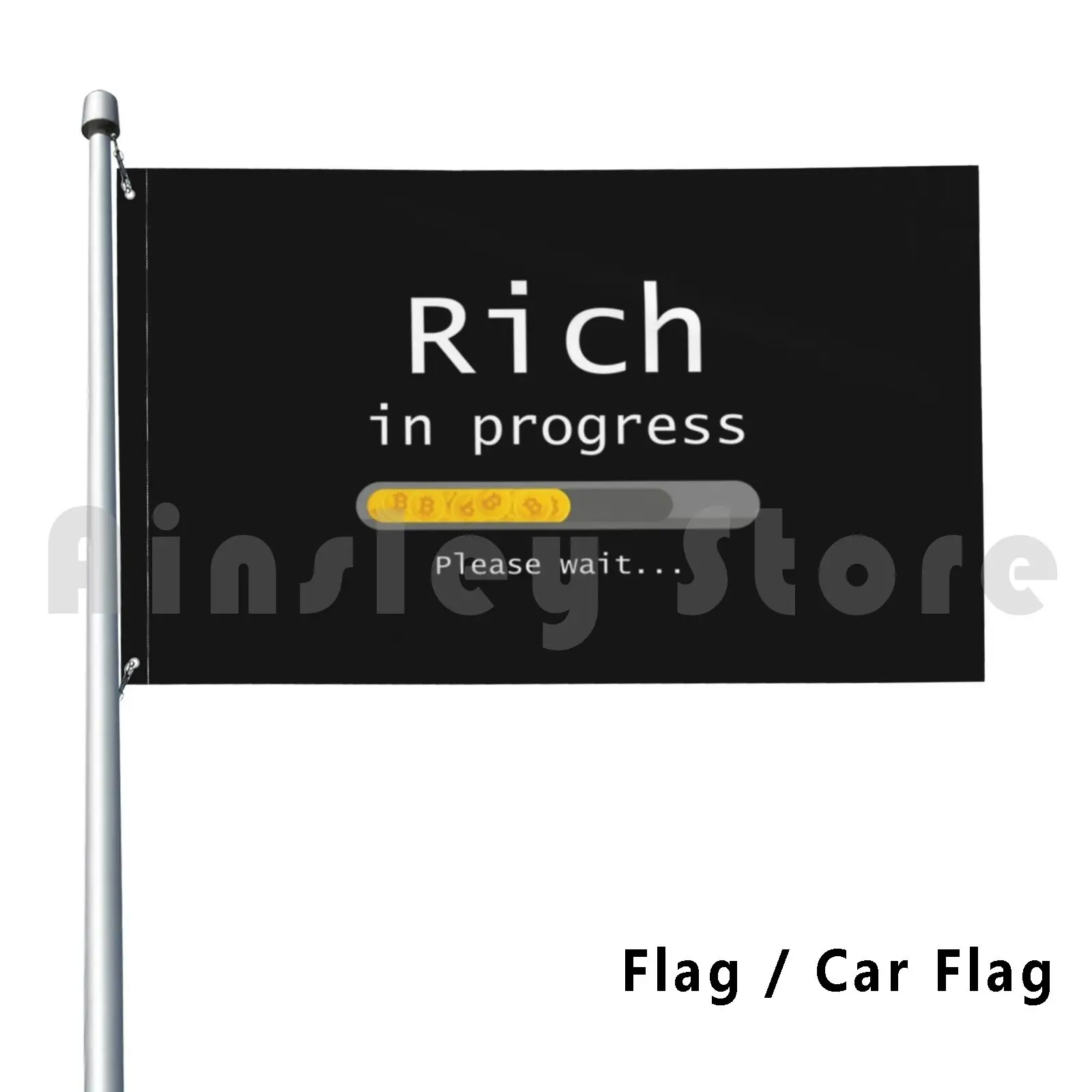 Bitcoin-Rich In Progress Flag Car Flag Printing Custom Rocadisseny Millionaire Billionaire Bitcoin Bitcoins