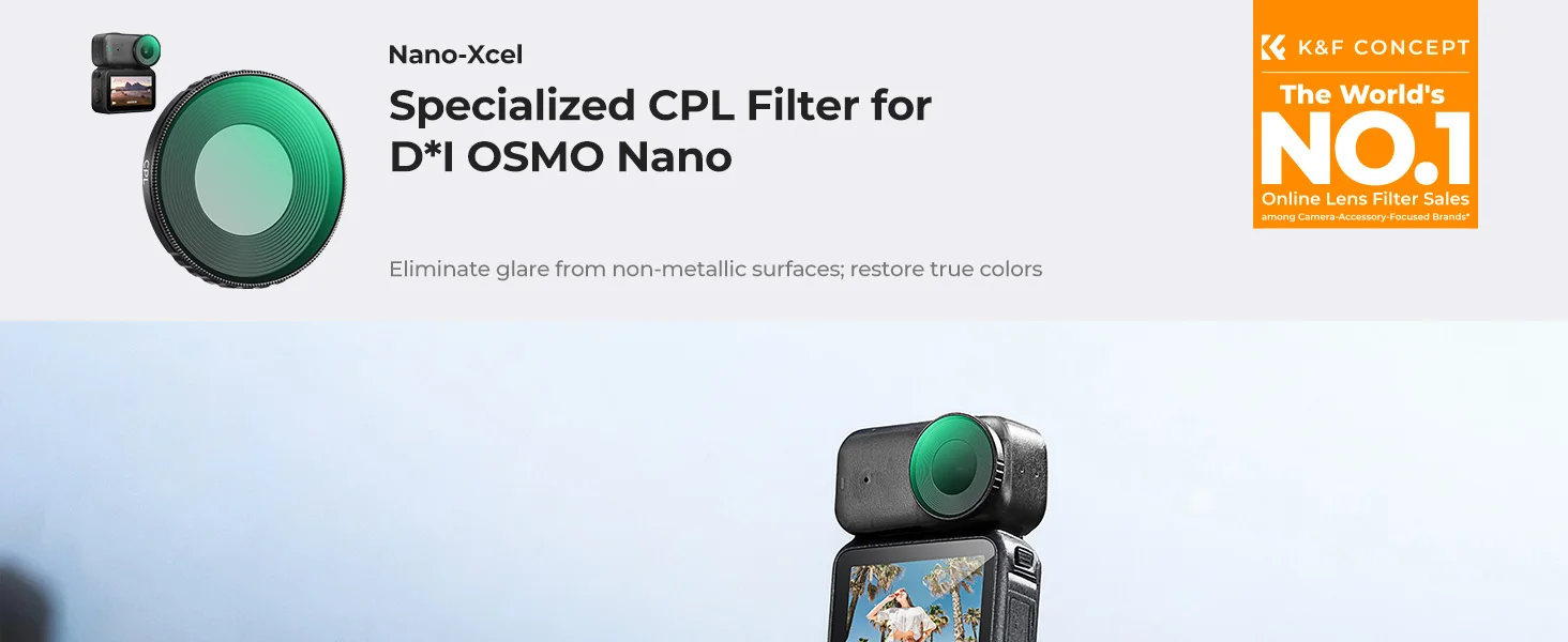 K&F CONCEPT ND CPL Schwarzdiffusionsfilter 1/4 Set für DJI Osmo Nano Vlogging Kamera Neutraldichte Polarisationsfilter HD optisc – Detail 16