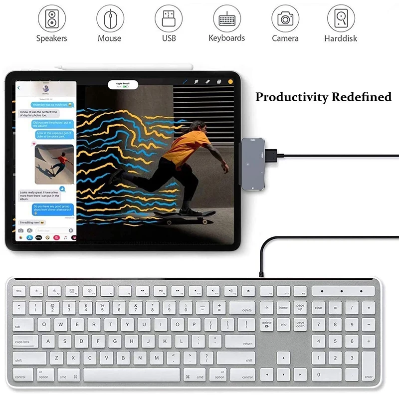 USB C Hub For Ipad Pro 11/12.9 2020/2018 Adapter,4-In-1 Adapter With Aux 3.5Mm Headphone Data Jack