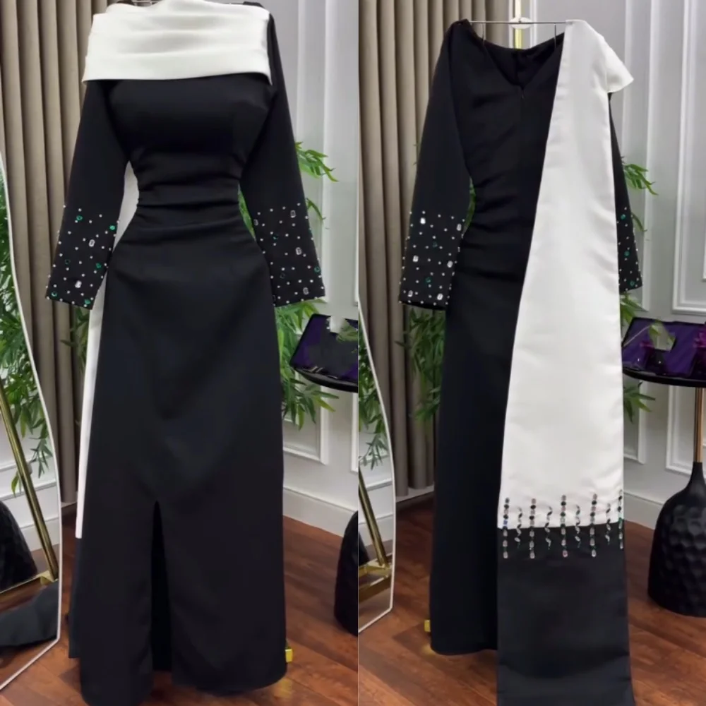 

Customized Fashion Matching Jersey Sequined Pleat A-line Off-the-shoulder Long Dresses Bespoke Occasion Classic