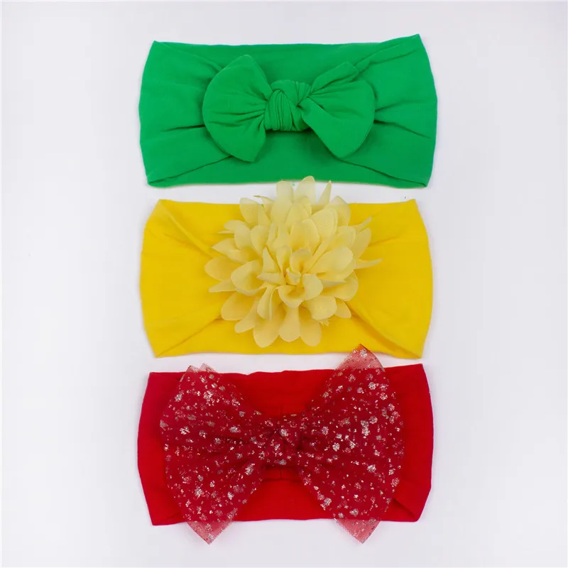 

3Pcs/Lot Nylon Baby Headband Bow Newborn Elastic Soft Headwear For Baby Girl Turban Infant Hair Accessories Kids Headwear